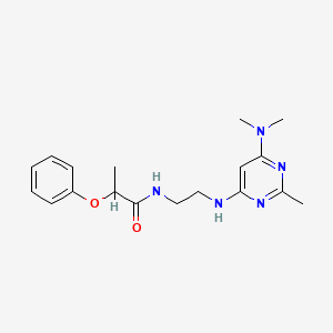 molecular formula C18H25N5O2 B2917092 N-(2-((6-(二甲氨基)-2-甲基嘧啶-4-基)氨基)乙基)-2-苯氧基丙酰胺 CAS No. 1207028-78-1