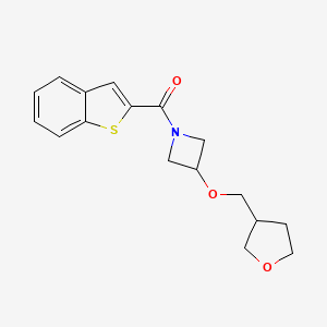 molecular formula C17H19NO3S B2917103 Benzo[b]thiophen-2-yl(3-((tetrahydrofuran-3-yl)methoxy)azetidin-1-yl)methanone CAS No. 2309728-37-6