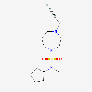 molecular formula C14H25N3O2S B2917106 N-Cyclopentyl-N-methyl-4-prop-2-ynyl-1,4-diazepane-1-sulfonamide CAS No. 2418726-57-3