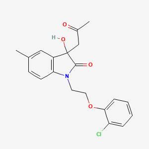 molecular formula C20H20ClNO4 B2917117 1-[2-(2-chlorophenoxy)ethyl]-3-hydroxy-5-methyl-3-(2-oxopropyl)-2,3-dihydro-1H-indol-2-one CAS No. 879044-96-9