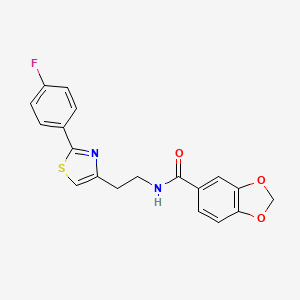 molecular formula C19H15FN2O3S B2917122 N-[2-[2-(4-fluorophenyl)-1,3-thiazol-4-yl]ethyl]-1,3-benzodioxole-5-carboxamide CAS No. 896608-03-0