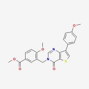 molecular formula C23H20N2O5S B2917124 methyl 4-methoxy-3-{[7-(4-methoxyphenyl)-4-oxothieno[3,2-d]pyrimidin-3(4H)-yl]methyl}benzoate CAS No. 1105219-41-7