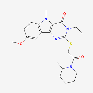 3-ethyl-8-methoxy-5-methyl-2-((2-(2-methylpiperidin-1-yl)-2-oxoethyl)thio)-3H-pyrimido[5,4-b]indol-4(5H)-one