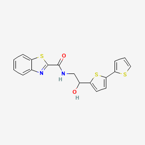 molecular formula C18H14N2O2S3 B2917142 N-(2-{[2,2'-bithiophene]-5-yl}-2-hydroxyethyl)-1,3-benzothiazole-2-carboxamide CAS No. 2097917-18-3