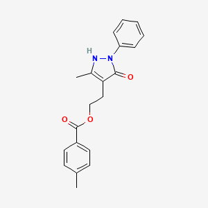 molecular formula C20H20N2O3 B2917150 4-甲基苯甲酸2-(5-甲基-3-氧代-2-苯基-2,3-二氢-1H-吡唑-4-基)乙酯 CAS No. 865658-46-4