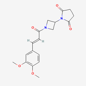 molecular formula C18H20N2O5 B2917153 (E)-1-(1-(3-(3,4-dimethoxyphenyl)acryloyl)azetidin-3-yl)pyrrolidine-2,5-dione CAS No. 1904626-16-9