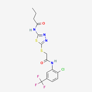 molecular formula C15H14ClF3N4O2S2 B2917154 N-(5-((2-((2-氯-5-(三氟甲基)苯基)氨基)-2-氧代乙基)硫代)-1,3,4-噻二唑-2-基)丁酰胺 CAS No. 392298-87-2