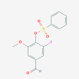 molecular formula C14H11IO5S B2917156 4-Formyl-2-iodo-6-methoxyphenyl benzenesulfonate CAS No. 944669-32-3