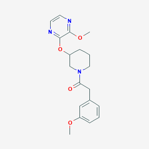molecular formula C19H23N3O4 B2917172 2-(3-甲氧基苯基)-1-(3-((3-甲氧基吡嗪-2-基)氧基)哌啶-1-基)乙酮 CAS No. 2034437-05-1