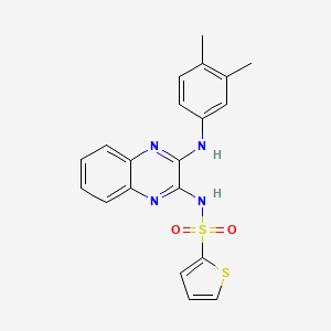 molecular formula C20H18N4O2S2 B2917174 N-(3-((3,4-dimethylphenyl)amino)quinoxalin-2-yl)thiophene-2-sulfonamide CAS No. 713128-59-7