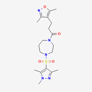 3-(3,5-dimethyl-1,2-oxazol-4-yl)-1-{4-[(1,3,5-trimethyl-1H-pyrazol-4-yl)sulfonyl]-1,4-diazepan-1-yl}propan-1-one