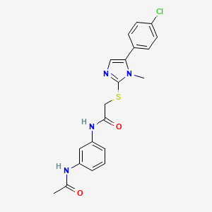 molecular formula C20H19ClN4O2S B2917183 2-{[5-(4-chlorophenyl)-1-methyl-1H-imidazol-2-yl]sulfanyl}-N-(3-acetamidophenyl)acetamide CAS No. 921816-68-4