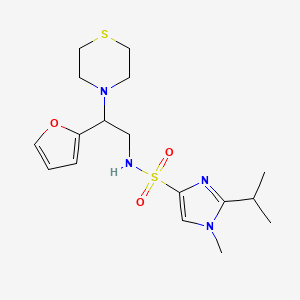 molecular formula C17H26N4O3S2 B2917186 N-(2-(furan-2-yl)-2-thiomorpholinoethyl)-2-isopropyl-1-methyl-1H-imidazole-4-sulfonamide CAS No. 2034456-66-9