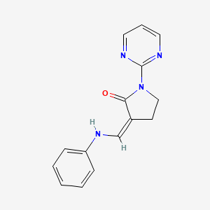 molecular formula C15H14N4O B2917188 3-(苯胺亚甲基)-1-(2-嘧啶基)-2-吡咯烷酮 CAS No. 1164461-84-0