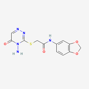 molecular formula C12H11N5O4S B2917189 2-[(4-amino-5-oxo-1,2,4-triazin-3-yl)sulfanyl]-N-(1,3-benzodioxol-5-yl)acetamide CAS No. 869068-36-0