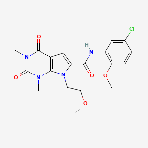 molecular formula C19H21ClN4O5 B2917190 N-(5-chloro-2-methoxyphenyl)-7-(2-methoxyethyl)-1,3-dimethyl-2,4-dioxo-2,3,4,7-tetrahydro-1H-pyrrolo[2,3-d]pyrimidine-6-carboxamide CAS No. 1021059-29-9