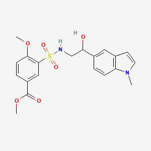 molecular formula C20H22N2O6S B2917206 methyl 3-(N-(2-hydroxy-2-(1-methyl-1H-indol-5-yl)ethyl)sulfamoyl)-4-methoxybenzoate CAS No. 2034596-72-8