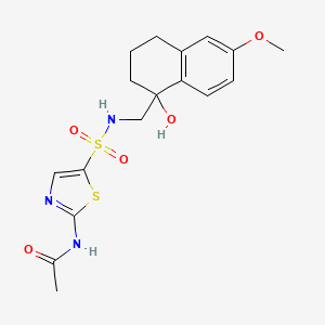 molecular formula C17H21N3O5S2 B2917211 N-(5-(N-((1-羟基-6-甲氧基-1,2,3,4-四氢萘-1-基)甲基)磺酰胺基)噻唑-2-基)乙酰胺 CAS No. 2034526-68-4