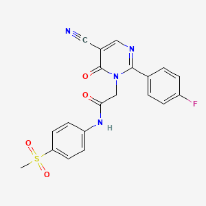 molecular formula C20H15FN4O4S B2917222 2-[5-cyano-2-(4-fluorophenyl)-6-oxo-1,6-dihydropyrimidin-1-yl]-N-(4-methanesulfonylphenyl)acetamide CAS No. 1115908-65-0