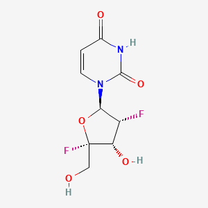 molecular formula C9H10F2N2O5 B2917231 1-((2R,3R,4S,5S)-3,5-Difluoro-4-hydroxy-5-(hydroxymethyl)tetrahydrofuran-2-yl)pyrimidine-2,4(1H,3H)-dione CAS No. 1612841-22-1
