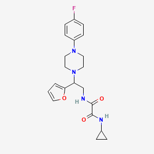 molecular formula C21H25FN4O3 B2917234 N1-环丙基-N2-(2-(4-(4-氟苯基)哌嗪-1-基)-2-(呋喃-2-基)乙基)草酰胺 CAS No. 877632-60-5