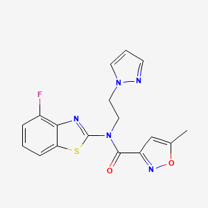 molecular formula C17H14FN5O2S B2917242 N-(2-(1H-pyrazol-1-yl)ethyl)-N-(4-fluorobenzo[d]thiazol-2-yl)-5-methylisoxazole-3-carboxamide CAS No. 1170159-77-9
