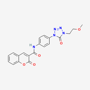 molecular formula C20H17N5O5 B2917247 N-(4-(4-(2-甲氧基乙基)-5-氧代-4,5-二氢-1H-四唑-1-基)苯基)-2-氧代-2H-色烯-3-甲酰胺 CAS No. 1396782-98-1
