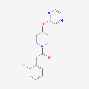 molecular formula C17H18ClN3O2 B2917252 2-(2-氯苯基)-1-(4-(吡嗪-2-氧基)哌啶-1-基)乙酮 CAS No. 1421475-38-8