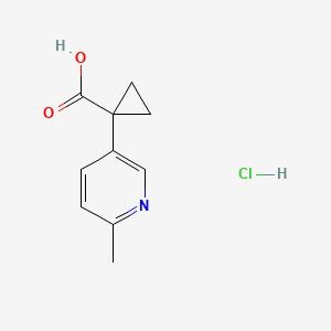 molecular formula C10H12ClNO2 B2917260 1-(6-Methylpyridin-3-yl)cyclopropane-1-carboxylic acid;hydrochloride CAS No. 2413904-17-1