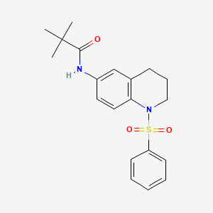 molecular formula C20H24N2O3S B2917261 N-(1-(苯磺酰基)-1,2,3,4-四氢喹啉-6-基)叔丁酰胺 CAS No. 942006-39-5