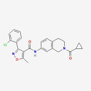 molecular formula C24H22ClN3O3 B2917266 3-(2-chlorophenyl)-N-(2-(cyclopropanecarbonyl)-1,2,3,4-tetrahydroisoquinolin-7-yl)-5-methylisoxazole-4-carboxamide CAS No. 955712-24-0
