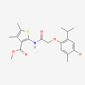 molecular formula C20H24BrNO4S B2917274 Methyl 2-(2-(4-bromo-2-isopropyl-5-methylphenoxy)acetamido)-4,5-dimethylthiophene-3-carboxylate CAS No. 632291-37-3