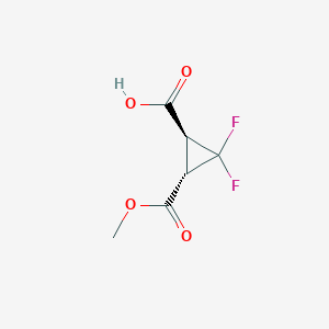 molecular formula C6H6F2O4 B2917281 (1S,3S)-2,2-Difluoro-3-methoxycarbonylcyclopropane-1-carboxylic acid CAS No. 142144-42-1