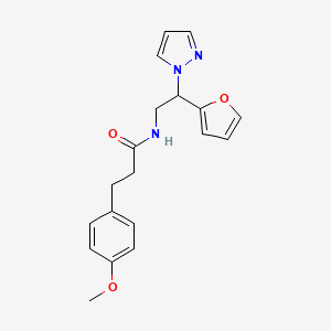 molecular formula C19H21N3O3 B2917284 N-(2-(furan-2-yl)-2-(1H-pyrazol-1-yl)ethyl)-3-(4-methoxyphenyl)propanamide CAS No. 2034275-35-7