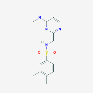 molecular formula C15H20N4O2S B2917295 N-((4-(二甲氨基)嘧啶-2-基)甲基)-3,4-二甲基苯磺酰胺 CAS No. 1797330-00-7