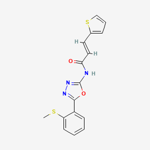 molecular formula C16H13N3O2S2 B2917296 (E)-N-(5-(2-(methylthio)phenyl)-1,3,4-oxadiazol-2-yl)-3-(thiophen-2-yl)acrylamide CAS No. 886909-74-6