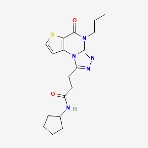 molecular formula C18H23N5O2S B2917297 N-cyclopentyl-3-(5-oxo-4-propyl-4,5-dihydrothieno[2,3-e][1,2,4]triazolo[4,3-a]pyrimidin-1-yl)propanamide CAS No. 1189496-65-8