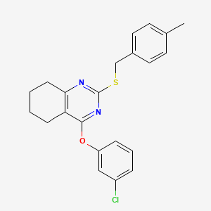molecular formula C22H21ClN2OS B2917299 4-(3-Chlorophenoxy)-2-[(4-methylbenzyl)sulfanyl]-5,6,7,8-tetrahydroquinazoline CAS No. 343373-61-5
