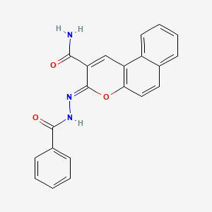 (3Z)-3-(benzoylhydrazinylidene)benzo[f]chromene-2-carboxamide