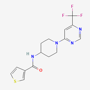 molecular formula C15H15F3N4OS B2917311 N-{1-[6-(trifluoromethyl)-4-pyrimidinyl]-4-piperidyl}-3-thiophenecarboxamide CAS No. 1775410-79-1