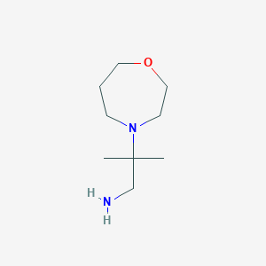 molecular formula C9H20N2O B2917313 2-Methyl-2-(1,4-oxazepan-4-yl)propan-1-amine CAS No. 1342424-39-8