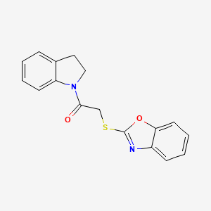 molecular formula C17H14N2O2S B2917314 2-(1,3-苯并恶唑-2-基硫代)-1-(2,3-二氢-1H-吲哚-1-基)乙酮 CAS No. 356086-52-7