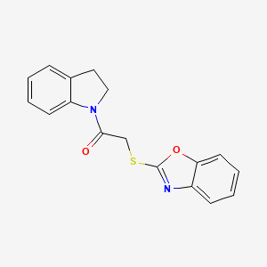 molecular formula C17H14N2O2S B2917314 2-(1,3-Benzoxazol-2-ylsulfanyl)-1-(2,3-dihydroindol-1-yl)ethanone CAS No. 356086-52-7