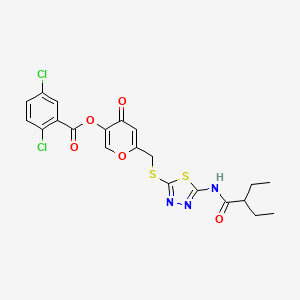 molecular formula C21H19Cl2N3O5S2 B2917315 6-(((5-(2-乙基丁酰胺)-1,3,4-噻二唑-2-基)硫代)甲基)-4-氧代-4H-吡喃-3-基 2,5-二氯苯甲酸酯 CAS No. 877652-08-9
