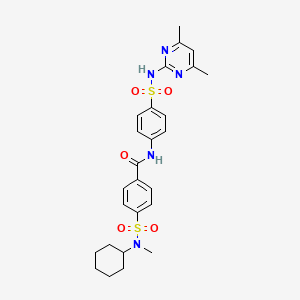 molecular formula C26H31N5O5S2 B2917319 4-(N-cyclohexyl-N-methylsulfamoyl)-N-(4-(N-(4,6-dimethylpyrimidin-2-yl)sulfamoyl)phenyl)benzamide CAS No. 899362-00-6