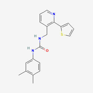 molecular formula C19H19N3OS B2917328 1-(3,4-Dimethylphenyl)-3-((2-(thiophen-2-yl)pyridin-3-yl)methyl)urea CAS No. 2034577-40-5