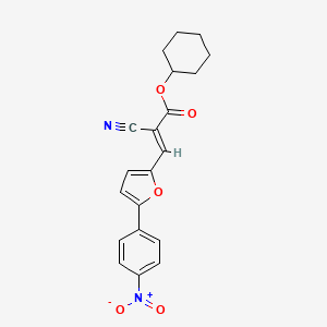 molecular formula C20H18N2O5 B2917332 (E)-cyclohexyl 2-cyano-3-(5-(4-nitrophenyl)furan-2-yl)acrylate CAS No. 301340-06-7