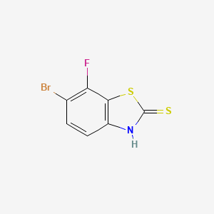 molecular formula C7H3BrFNS2 B2917339 6-bromo-7-fluoro-3H-1,3-benzothiazole-2-thione CAS No. 2306264-34-4