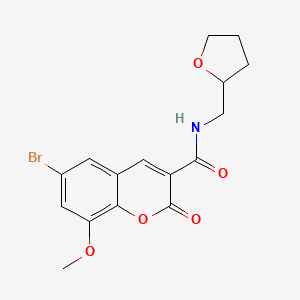 molecular formula C16H16BrNO5 B2917352 6-bromo-8-methoxy-2-oxo-N-(oxolan-2-ylmethyl)chromene-3-carboxamide CAS No. 667892-38-8