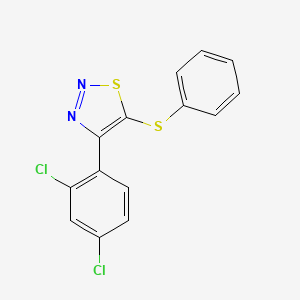 molecular formula C14H8Cl2N2S2 B2917374 4-(2,4-Dichlorophenyl)-5-(phenylsulfanyl)-1,2,3-thiadiazole CAS No. 338407-97-9